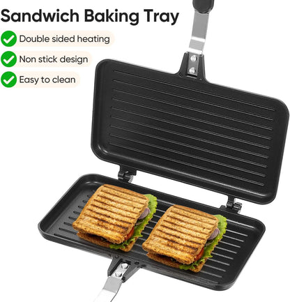 BESPORTBLE Double Sided Sandwich Frying Pan Non Stick Bakeware Baking Plate
