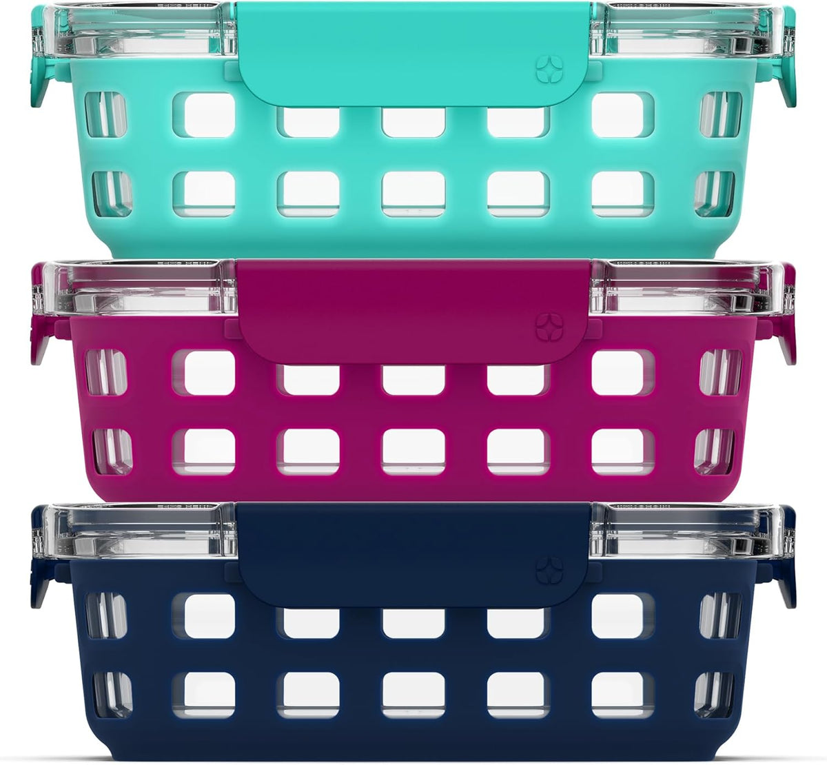 Ello Duraglass 3.4 Cup Meal Prep 10Pc,Set,Glass Food Storage Container with Silicone Sleeve and Airtight BPA-Free Plastic Lids,Dishwasher,Microwave & Freezer Safe,Evening Orchard,5 Count (Pack of 2)