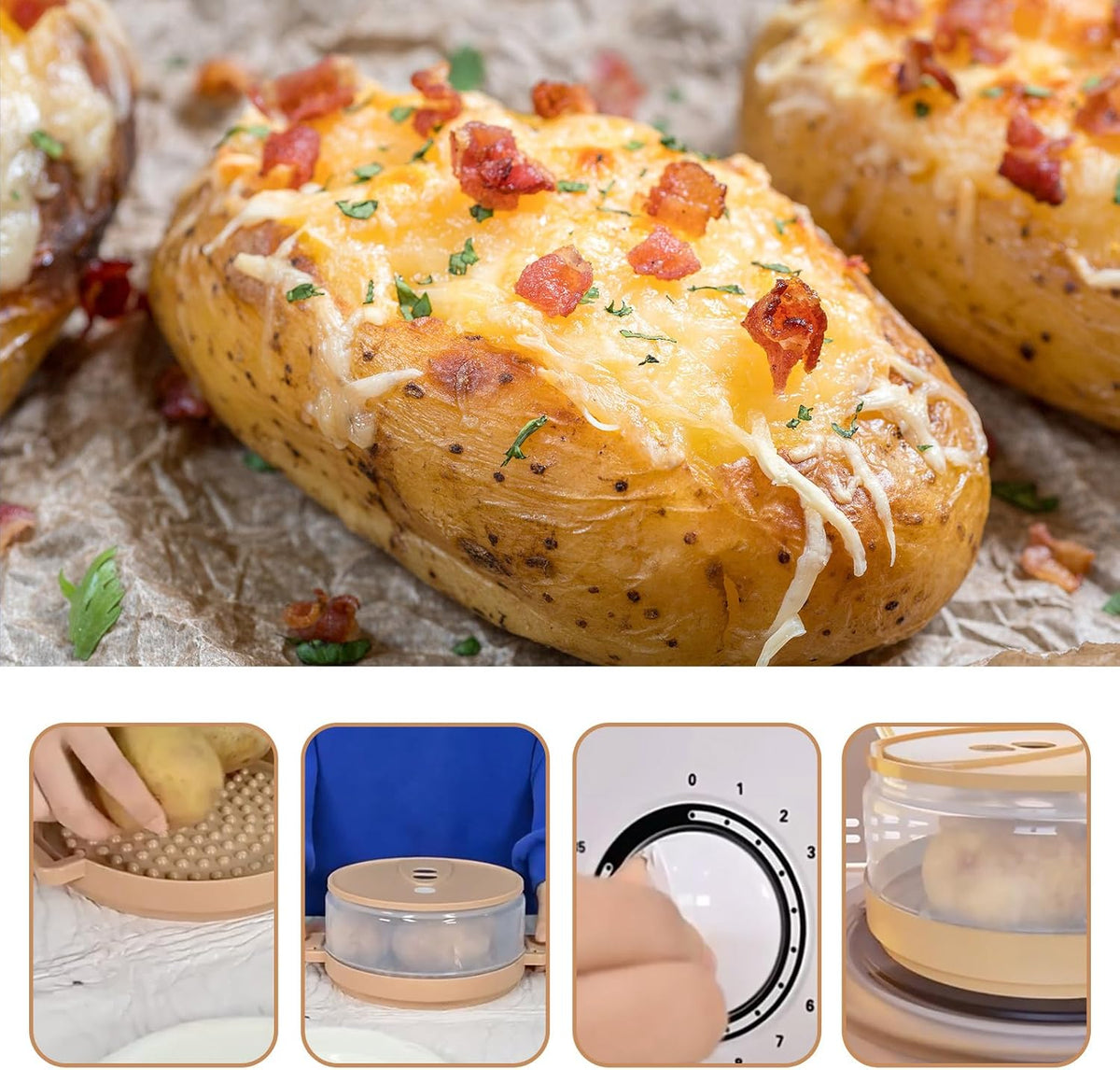 Microwave Potato Cooker & Steamer,Perfect for Baked Potatoes,Microwave Potato Baker with Lid,Effortless Baking Potatoes in Minutes, BPA-Free