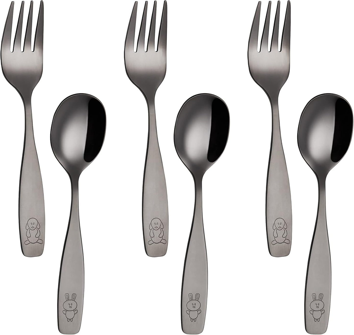 ANNOVA Kids Silverware Children's Safe Flatware Set Stainless Steel - Children Forks, Children Tablespoons, Toddler Utensils, Metal Cutlery Set for LunchBox (Rainbow, 6)