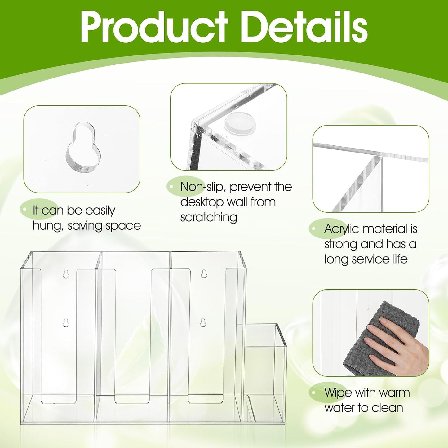 4 Compartments Acrylic Coffee Cup and Lid Holder, Plastic Disposable Paper Cups Dispenser Organizer Clear Lid Straw Holder Accessories for Bar, House, Kitchen, Coffee