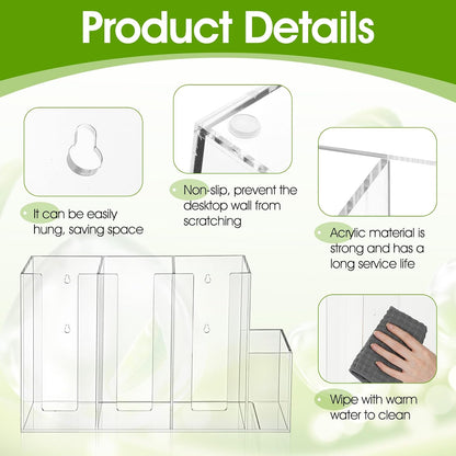 4 Compartments Acrylic Coffee Cup and Lid Holder, Plastic Disposable Paper Cups Dispenser Organizer Clear Lid Straw Holder Accessories for Bar, House, Kitchen, Coffee