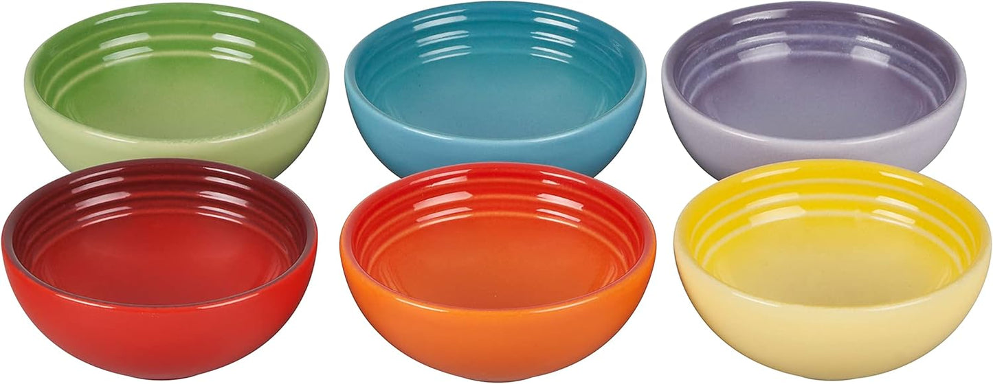 Le Creuset Stoneware Set Of 6 Vancouver Pinch Bowls, Pastel Multi Color