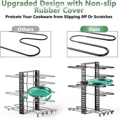 ORDORA Pots and Pans Organizer Under Cabinet 16.6", 8-Tier Adjustable Rack