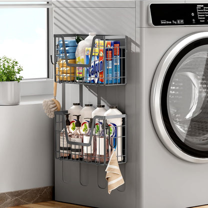 2 Set Magnetic Shelf for Fridge, Potato & Onion Storage Bins, Magnetic Fruit Basket for Refrigerator Pantry Kitchen Counter Laundry Organizer, Fridge Magnetic Spice Rack Magnet Fridge Storage