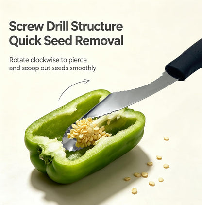 Pepper Core Extractor, 8.27"x1" Seed Digger with Serrated Edge