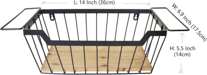 ShabbyDecor Metal Wire Basket with Handles Storage Organizer Stackable Organizing bin for Cabinet Shelf Countertop Under Sink Pantry for Kitchen,Bathroom,Laundry Closet, 1 Pack