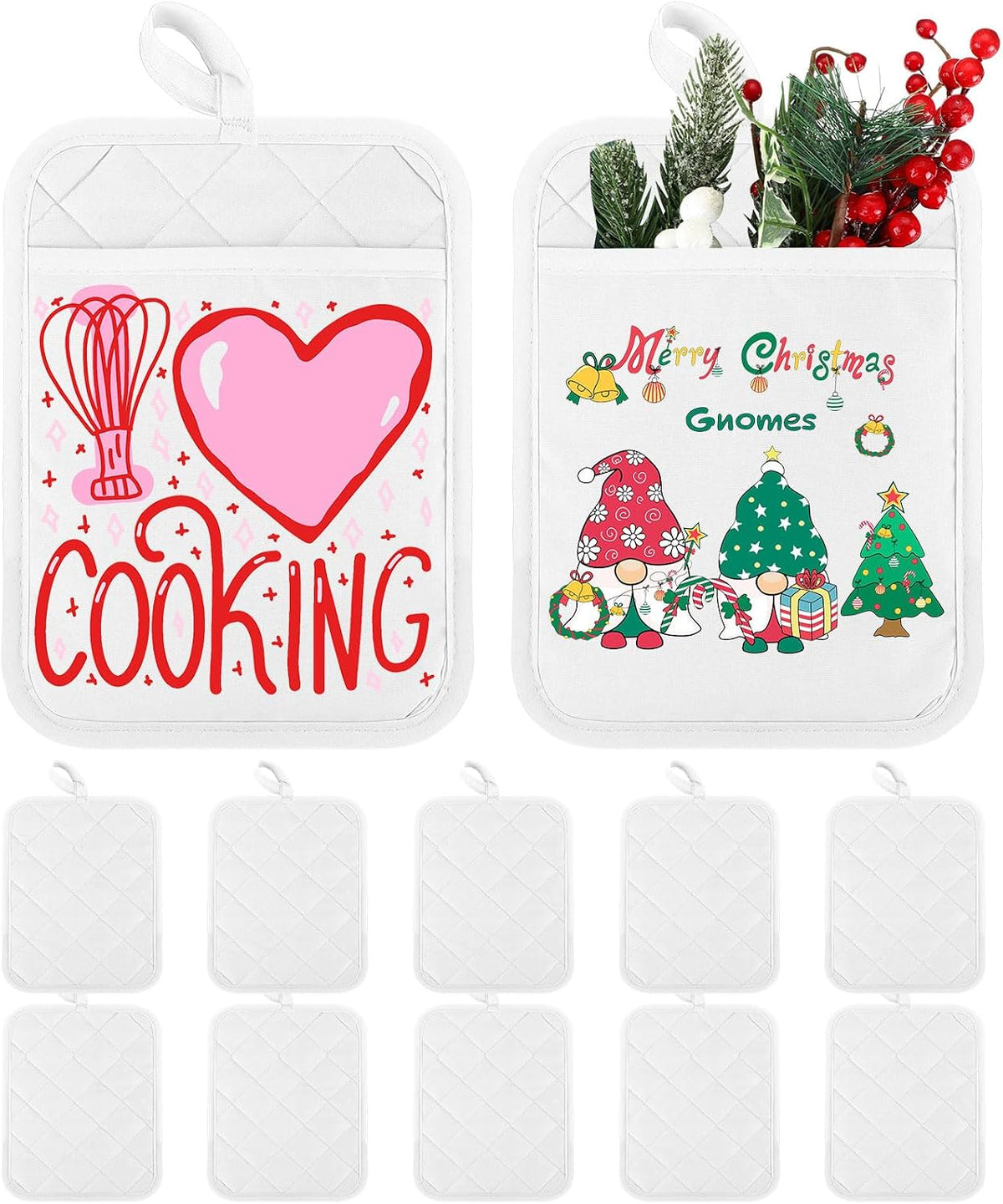 Hoolerry 7''x 9'' Sublimation Pot Holders with Pocket, Black
