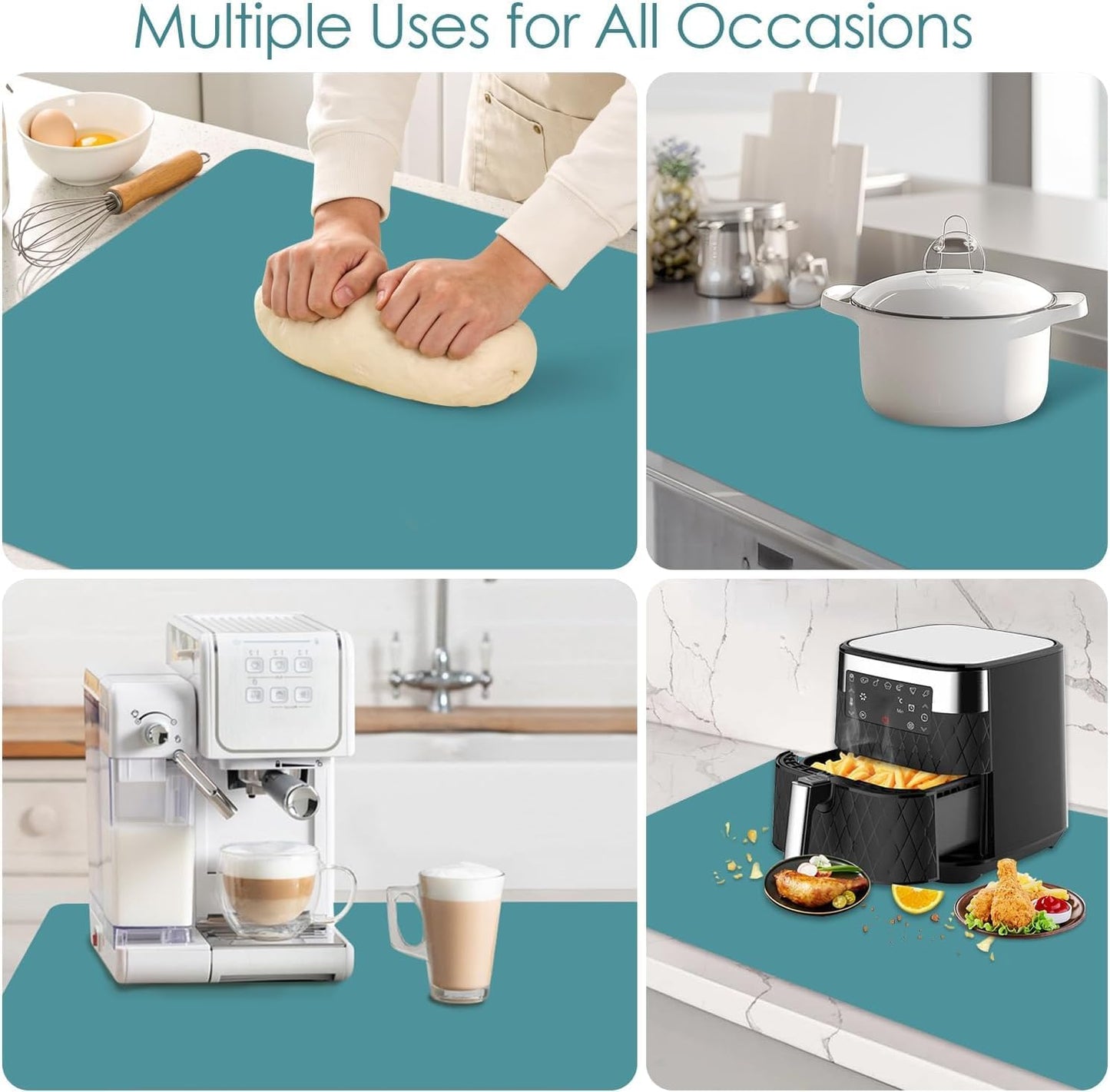Extra Large Silicone Mat, 31.5x23.6 Inch Heat Resistant Mat for Kitchen Counter, Non Stick Silicone Baking Mat for Dough and Pastry, Thick Silicone placement Countertop Protector, Black countertop mat
