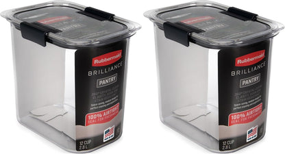 Rubbermaid Brilliance 16-Cup Airtight Food Storage Container with Lid Clear/Grey - optimal for pantry organization flour sugar and food storage