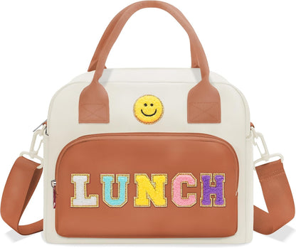 RLGPBON Insulated Lunch Bag Teen Girls, Preppy Lunch Box Large Insulated Lunch Bag Reusable Lunch Tote Bag, Preppy LunchBag for Girls School Travel Picnic