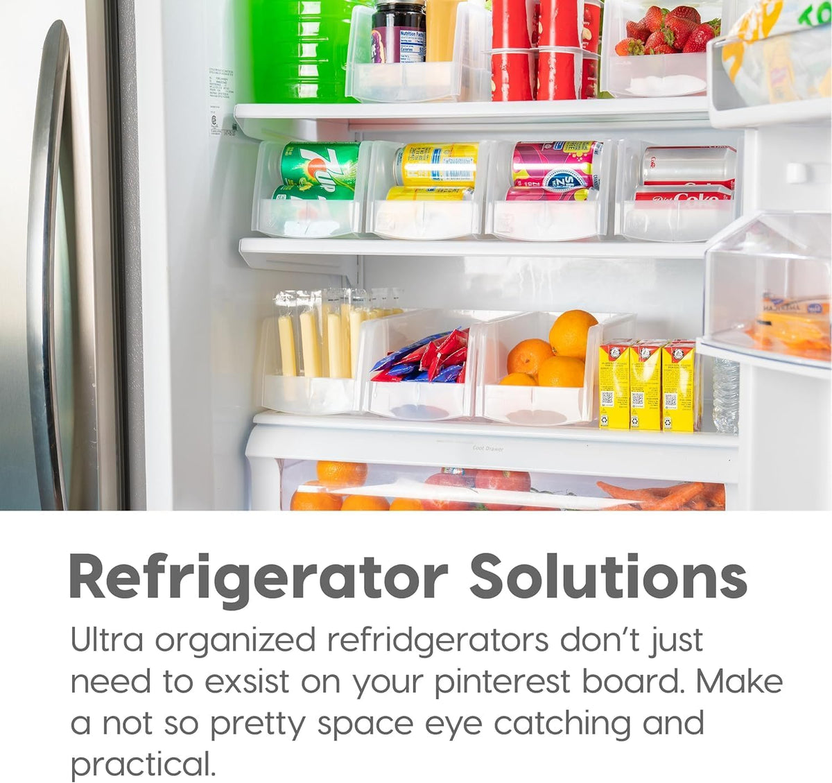 IRIS USA Clear Plastic Stackable Storage Bins, Large- 8 Pack, Open Front Fridge Pantry Kitchen Closet Cabinet Bathroom Organizer Basket for Organizing Snack, Cans, Office Supplies, and Coffee Pods