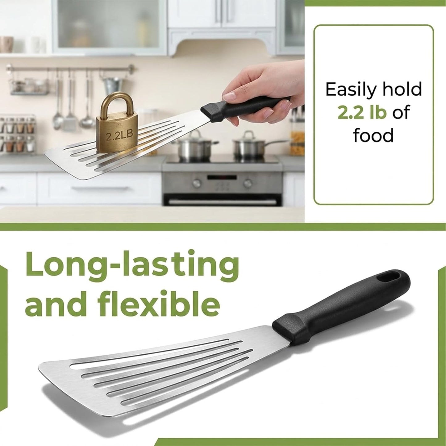 Fish Spatula Stainless Steel Thin Metal Turner Fish Spatula 12.4” Spatulas Flexible Non-Slip Ergonomic Handle Slotted Spatulas for Outdoor Grilling Daily Barbeque Black