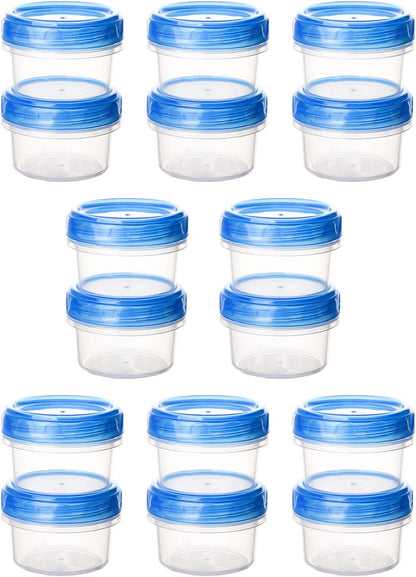 Heavy Duty Airtight Plastic Containers with Twist Top Lids, Stackable Freezer Containers for Lunch, Salad, Soup, Leftover, Ice Cream, BPA Free [6 Pack-32 oz]