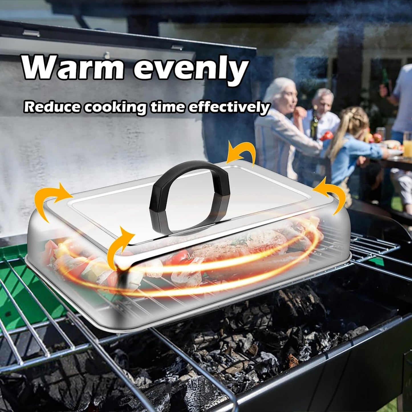 HaSteeL Rectangular Basting Cover, Stainless Steel Cheese Melting Dome Steaming Cover Lid, Heavy Duty Griddle Grill Accessories for Flat Top Teppanyaki BBQ Kitchen Indoor & Outdoor, Dishwasher Safe
