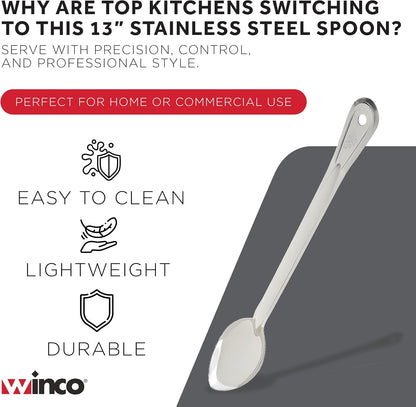 Winco BSOT-13 Solid Stainless Steel Basting Spoon, 13-Inch,Medium