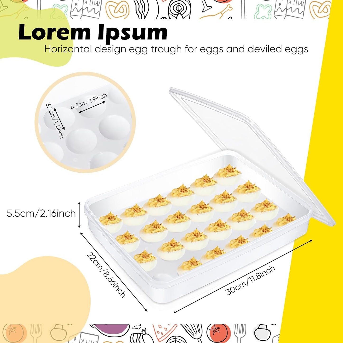 Deviled Egg Carrier with Syringe Stackable Stackable Clear Holder with Lid for Refrigerator Portable 48 Eggs Dispenser Storage Containers Tray(Without Handle)
