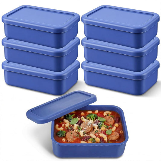Keneaoeo 6 Pcs 2 Cup Silicone Freezer Molds Freezer Tray with Lid Reusable Food Storage Containers for Soups Sauces Stews Meal Prep, Bpa Free, Microwave & Dishwasher Safe