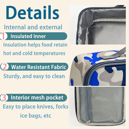 Kulle Space Lunch Box for Kids, Insulated Lunch Bag for Boys, Large Capacity Thermal Tote for School, Office, Daycare - Rocket Design, Washable & Leakproof