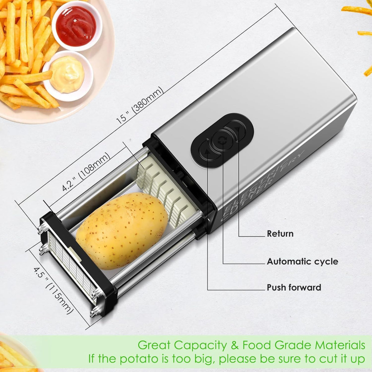 YOTAN Electric French Fry Cutter, French Fry Cutter Stainless Steel