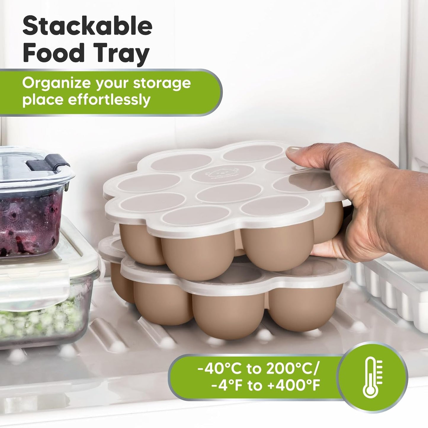 KeaBabies Silicone Food Freezer Trays with Lid, 2oz x 10 Pods Baby Food Storage Containers, Easy Puree Meal Prep, Breast Milk Silicone Freezer Molds, Dishwasher, Microwave Safe, BPA-Free (Slate)