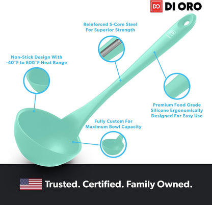 DI ORO Silicone Ladle - Soup & Serving, 600F Heat Resistant, Black