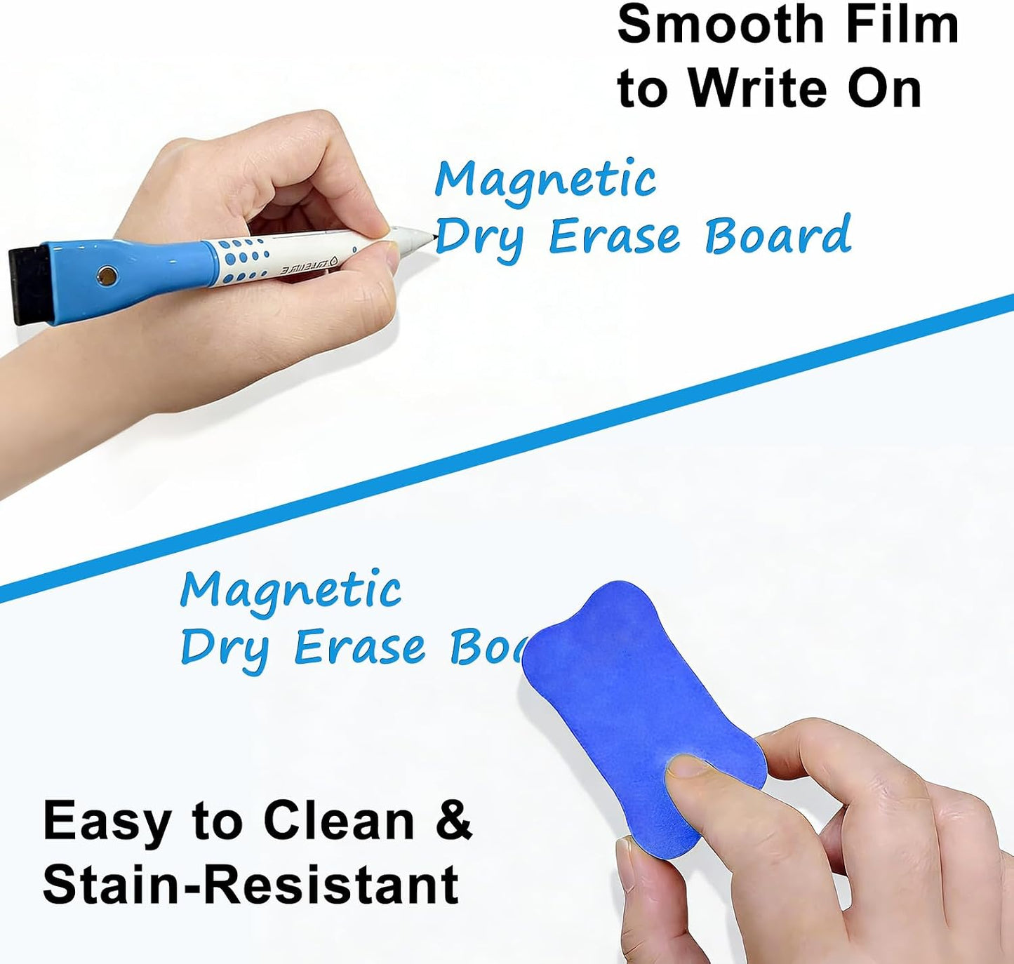 Magnetic Whiteboard for Fridge, 20" x 13" Dry Erase Board Set with Markers & Eraser, Strong Magnet & Stain-Resistant Surface, Fridge Calendar for Notes, Grocery List, Meal Planning & Family Schedule