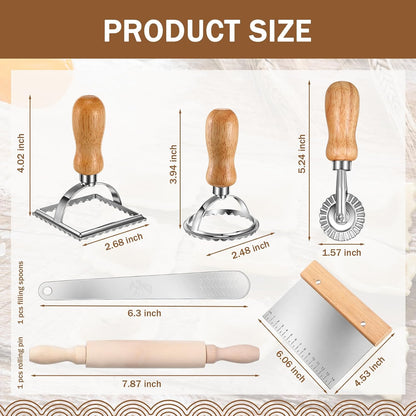 Baderke 9 Pcs Pasta Making Tools, Drying Rack Ravioli Press Gnocchi Board