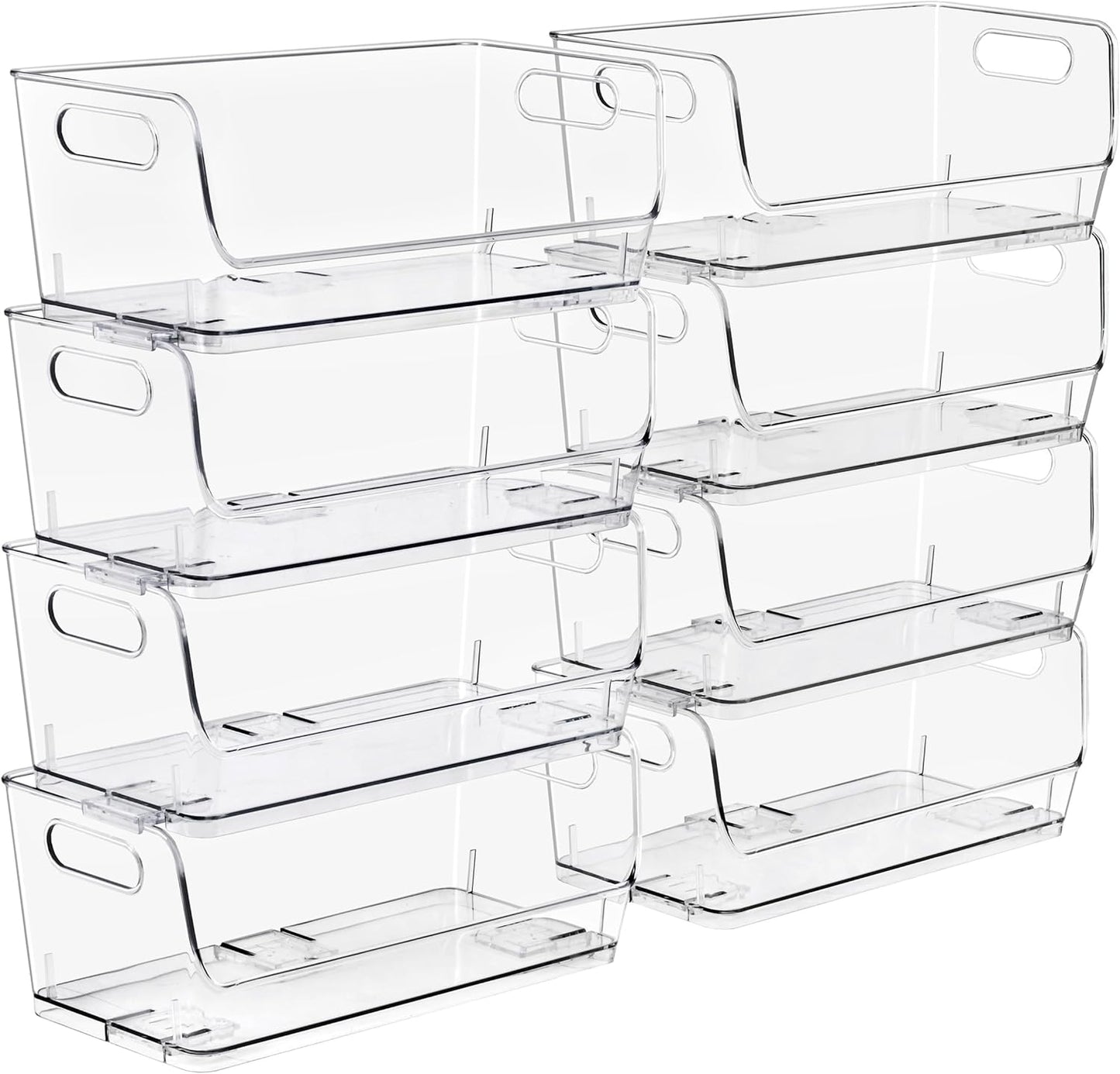 Sorbus Stackable Storage Bins Open Front - Clear Stackable Storage Bins - Pantry Bins for Storage and Organization - Acrylic Stackable Bins for Kitchen - Clear Pantry Organizer Bins (Medium 2 Pack)