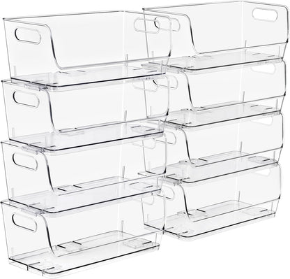 Sorbus Stackable Storage Bins Open Front - Clear Stackable Storage Bins - Pantry Bins for Storage and Organization - Acrylic Stackable Bins for Kitchen - Clear Pantry Organizer Bins (Medium 2 Pack)