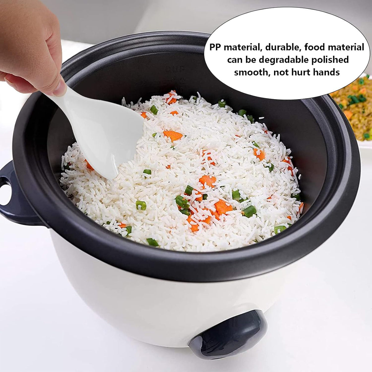 2-Piece Plastic Rice Paddle & Spoon, White E