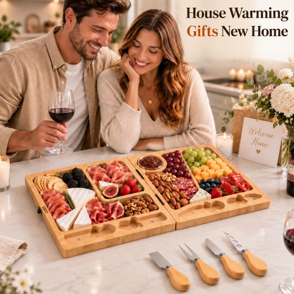 Beautiful Gift Bamboo Charcuterie Boards: Folding Easy Storage, Large