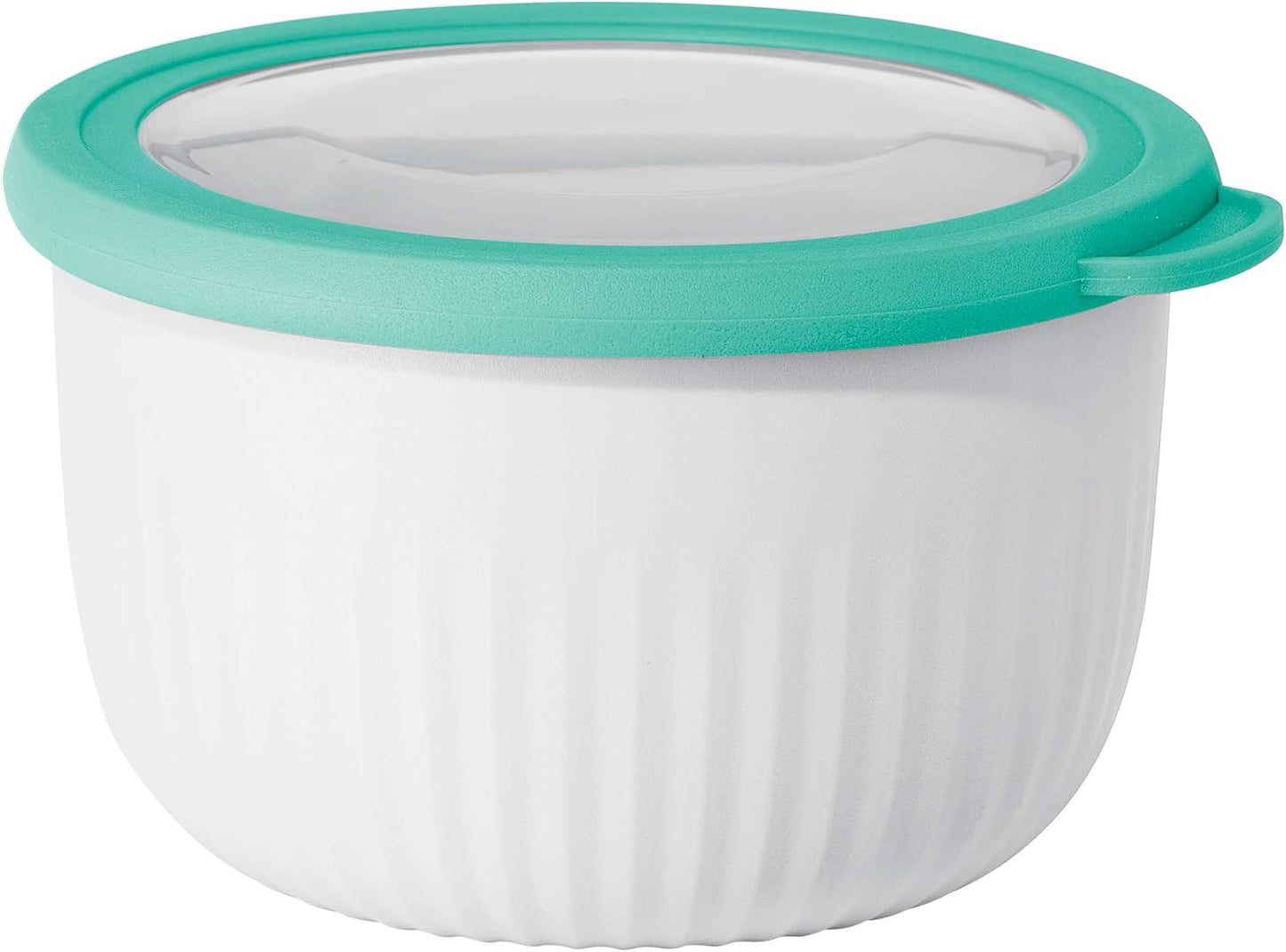 Oggi Prep, Store & Serve Plastic Bowl w/See-Thru Lid- Dishwasher, Microwave & Freezer Safe, (4 qt) Lt Gray w/Dk Gray Lid