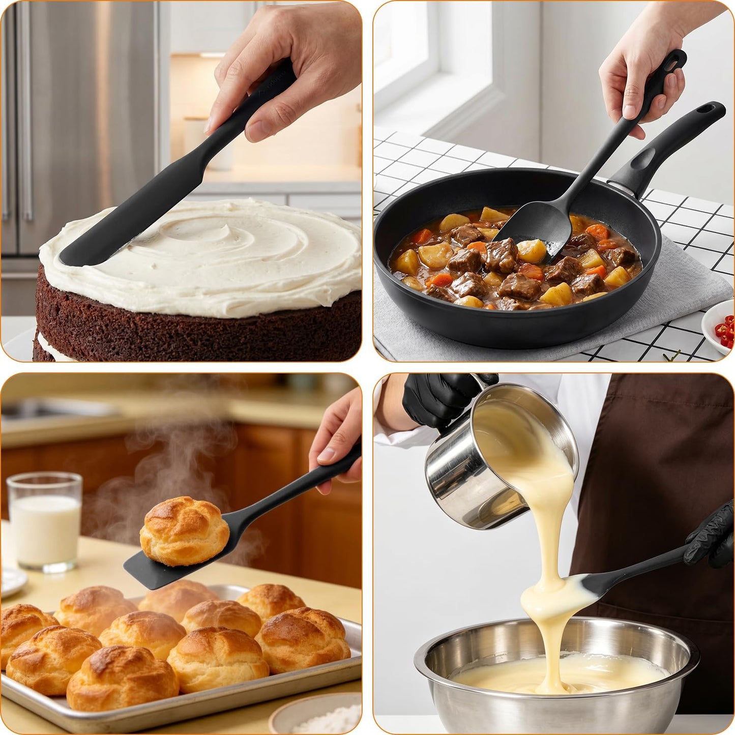 5-Piece Silicone Spatula Set for Baking, 446°F Heat Resistant Non-Stick Cooking Utensils, BPA-Free Food Grade Silicone Scrapers, Non-Scratch Flexible & Dishwasher Safe, Neutral