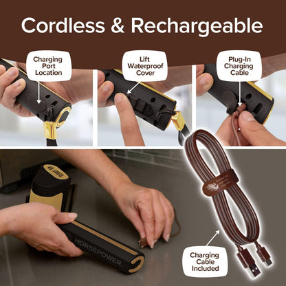 HorsePower Giddy Up Grill Cleaner AS SEEN ON TV! – Cordless, Rechargeable BBQ Tool with 350 RPM Stainless Roller, LED Light – Patents Pending – From BulbHead, a Family-Owned American Brand