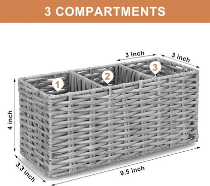 Ayiaren Grey Plastic Cutlery Silverware Holder Small Utensil Organizer Holders for Kitchen Counter Party Flatware Caddy Table Silverware Organizer Basket Spoon Knife Fork Holder Picnic Utensil Caddy