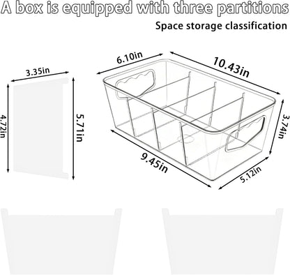 SPACELEAD 10 Pack Ultimate Clear Organizer Bins with Removable Dividers | The complete house organization solution for large families.Categorize everything from laundry supplies to pantry bulk items.