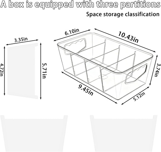 SPACELEAD 10 Pack Ultimate Clear Organizer Bins with Removable Dividers | The complete house organization solution for large families.Categorize everything from laundry supplies to pantry bulk items.