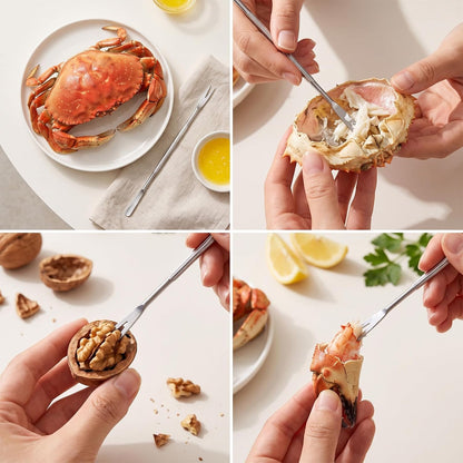 24 Pcs Crab Crackers And Tools Set, 12 Crab Leg Cracker Tool With 12 Stainless Steel Forks, Heavy Duty Seafood Nut Crackers For Lobster, Shrimp, Seafood Boil Party Supplies, Dishwasher Safe