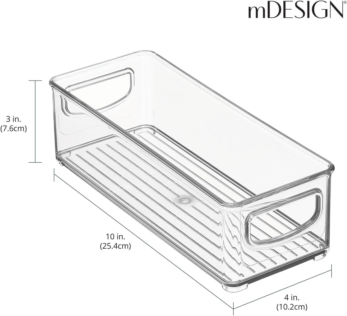 mDesign Deep Plastic Storage Organizer Container Bin, Office Organization for Filing Cabinet, Cupboard, Shelves, and Desk - Holds Notepads, Pens, Pencils, Highlighters, and Staplers - 2 Pack - Clear