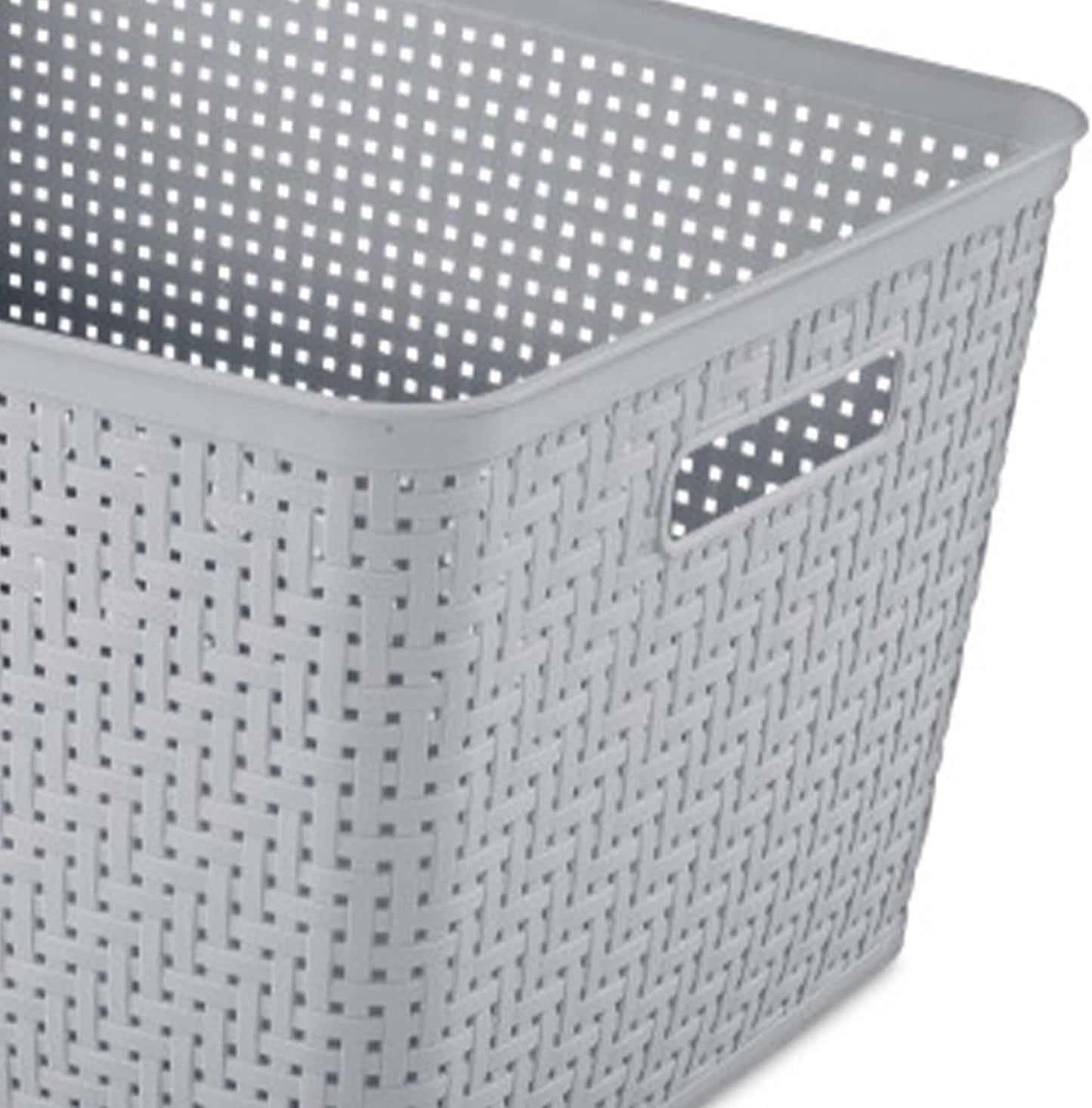 Sterilite 6-Pack Tall Basket, Woven Plastic Storage Baskets for Organization, Cement - Organizing Bin Containers with Handles for Bedroom, Bathroom, Dorm, and Closet