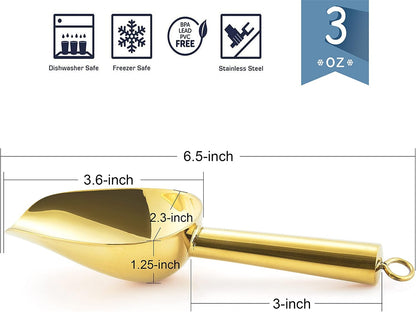 E-far Mini Scoop, 3 Ounce Stainless Steel Kitchen Utility Scoops, Ideal for Candy/Ice Cube/Flour/Sugar/Coffee Bean/Protein Powder, Food Grade & Anti Rust, Easy Clean & Dishwasher Safe (4 Pack)