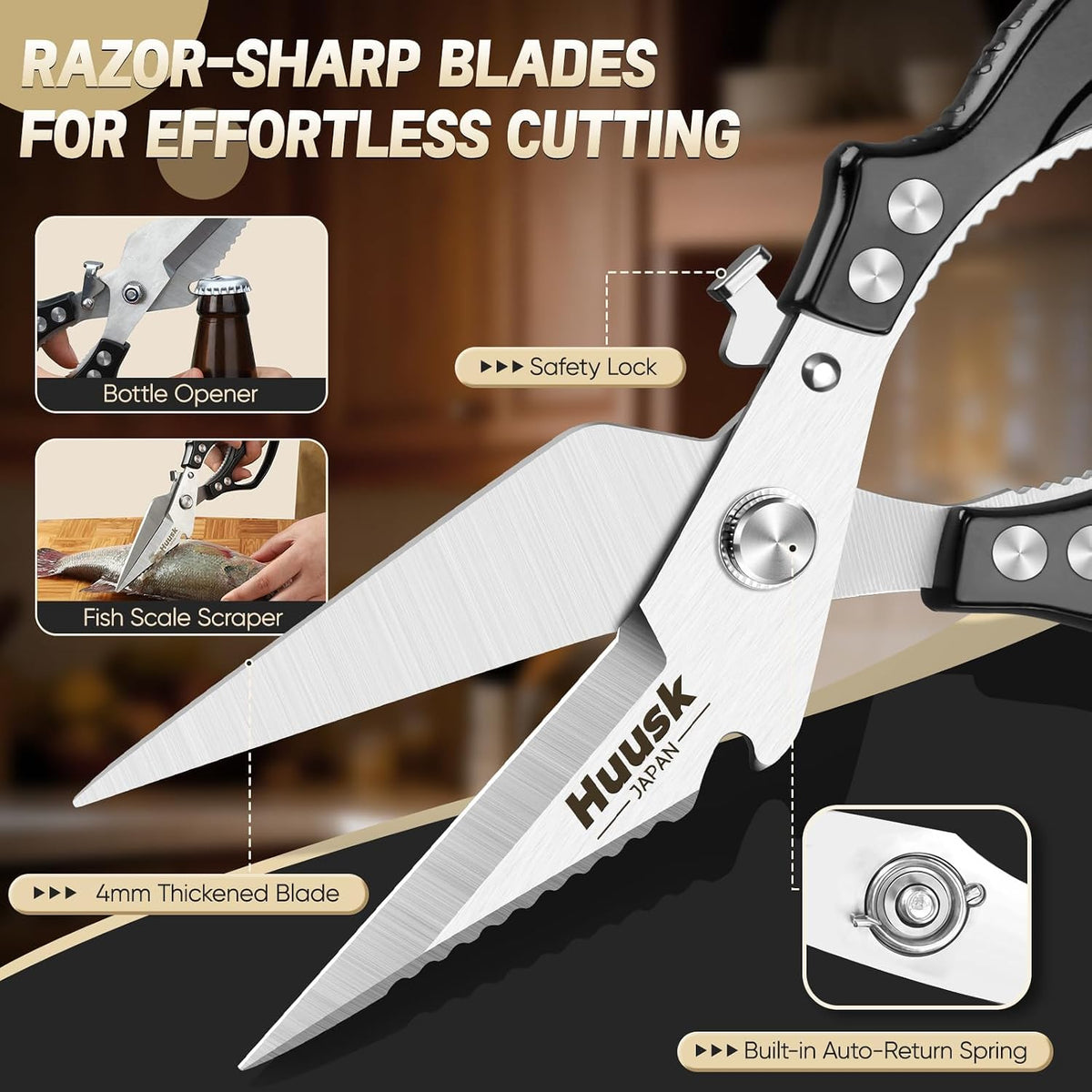 Huusk Poultry Shears Heavy Duty – All Purpose Japanese Kitchen Scissors