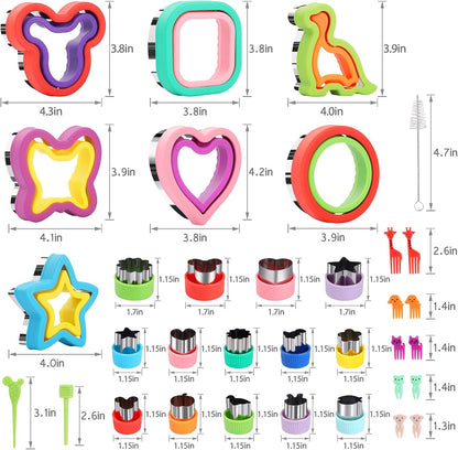 Sandwich Cutters for Kids Lunch, 25 Pcs Sandwich Cutter and Sealer Set, Uncrustable Sandwich Cutter for Lunch Box, Vegetable Fruit Cutter Shapes for Kids Bento Box