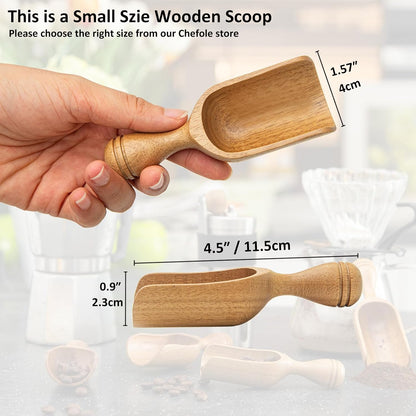 Wooden Scoops for Canisters Wooden Scoop for Jars Acacia 5″ Med-size Flour Scoop Coffee Scoops for Ground Coffee Measuring Spoon for Bath Salt Scoop Wood Laundry Detergent Shovel -Multipurpose