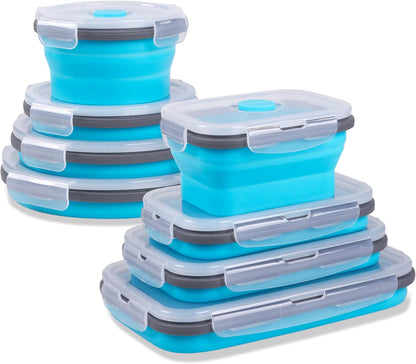 Collapsible Food Storage Containers with Lids, 4 Pack, 40 oz Silicone 1-Compartment Meal Prep Containers Reusable, Lunch Bento Boxes for Adults, Microwave Freezer Dishwasher Safe, BPA-Free, Black