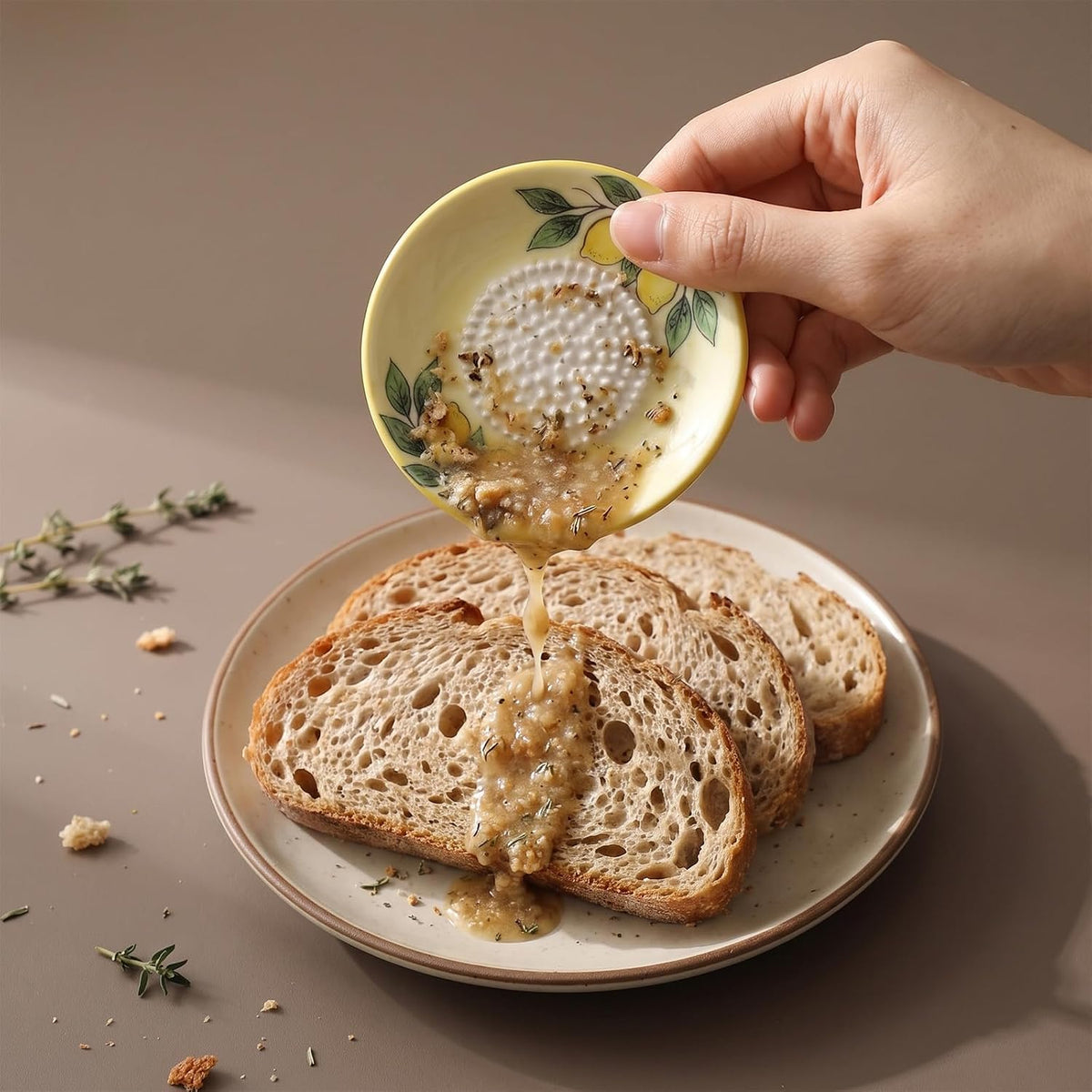 ElevateTech Ceramic Garlic Grater Plate Kitchen Grater Utensil Set