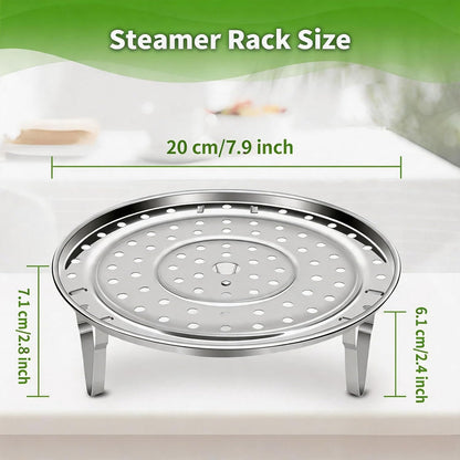 Steamer Rack for Cooking,Stainless Steel Steaming Rack,Steam Tray with Removable Legs for Instant Pressure Cooker Multi-functional Steamer Basket(Silver - 22cm)