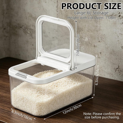 YEXEXINM 11 lbs Rice Dispenser with Measuring Spoon 6Qt/6L Tall and Narrow Food Storage Flour Bin Large Airtight Food Storage Rice Container for Kitchen Pantry Organization Slim Space-Saving