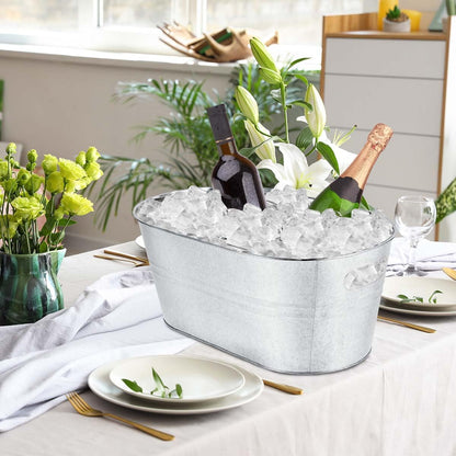 OBTANIM 4 Pack 4 Gallon Galvanized Ice Buckets Metal Champagne Drink Cooler Storage Ice Tub with Handles for Beer Cocktails Wine Beverage Home Parties Bar Cooling Supplies